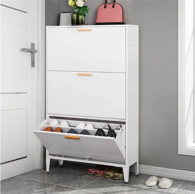 steel shoe cabinet, flip shoe storage, entryway organizer, space-saving furniture, ventilated shoe rack, durable shoe cabinet,factory direct shoe organizer, bulk furniture manufacturer
